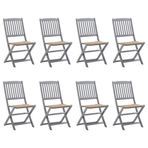 vidaXL Klappbare Gartenstühle 8 Stk. mit Kissen Massivholz Akazie