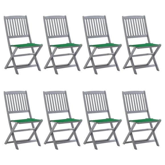 vidaXL Klappbare Gartenstühle 8 Stk. mit Kissen Massivholz Akazie