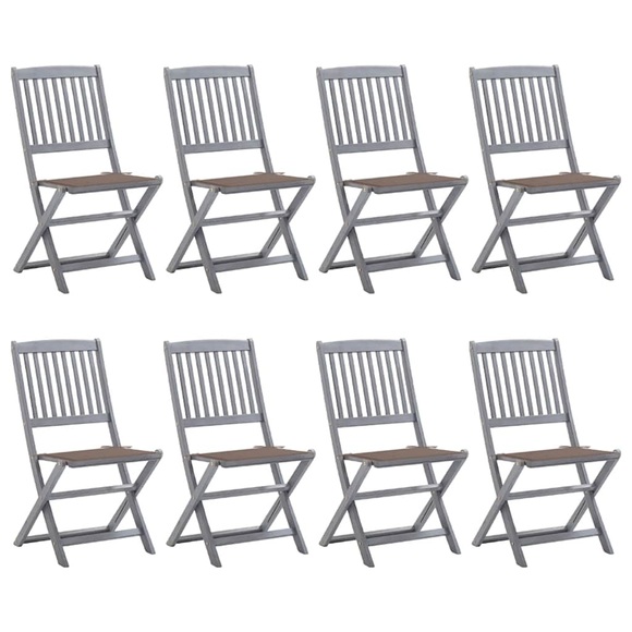 vidaXL Klappbare Gartenstühle 8 Stk. mit Kissen Massivholz Akazie