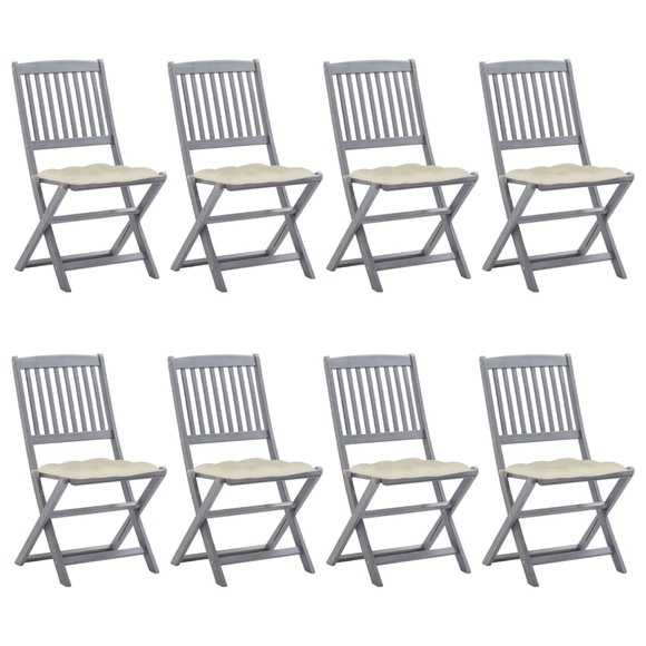 vidaXL Klappbare Gartenstühle 8 Stk. mit Kissen Massivholz Akazie