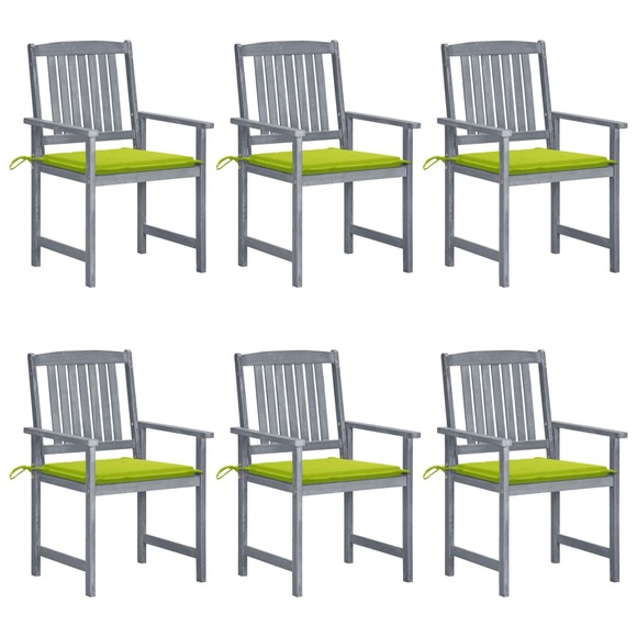 vidaXL Gartenstühle mit Kissen 6 Stk. Massivholz Akazie Grau