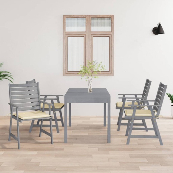 vidaXL Garten-Essstühle mit Kissen 4 Stk. Massivholz Akazie