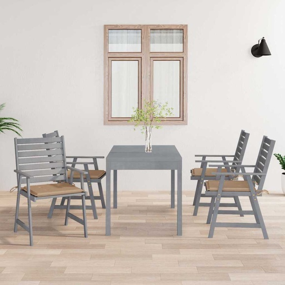 vidaXL Garten-Essstühle mit Kissen 4 Stk. Massivholz Akazie