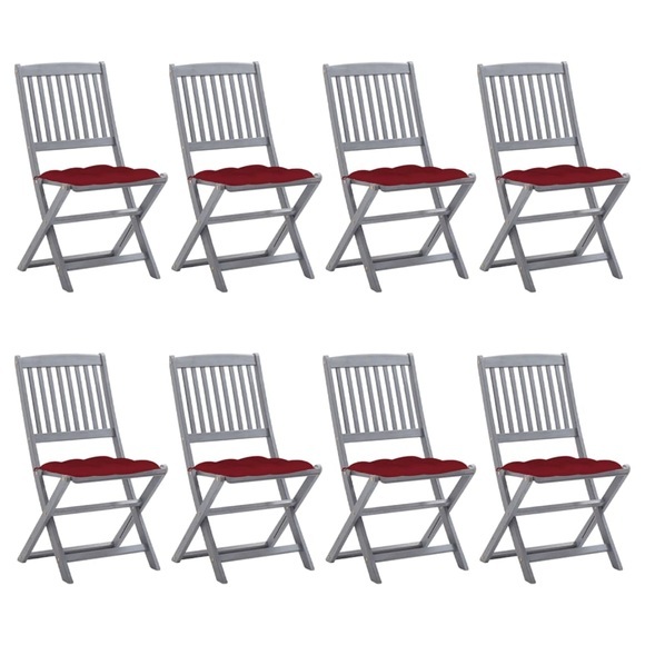vidaXL Klappbare Gartenstühle 8 Stk. mit Kissen Massivholz Akazie
