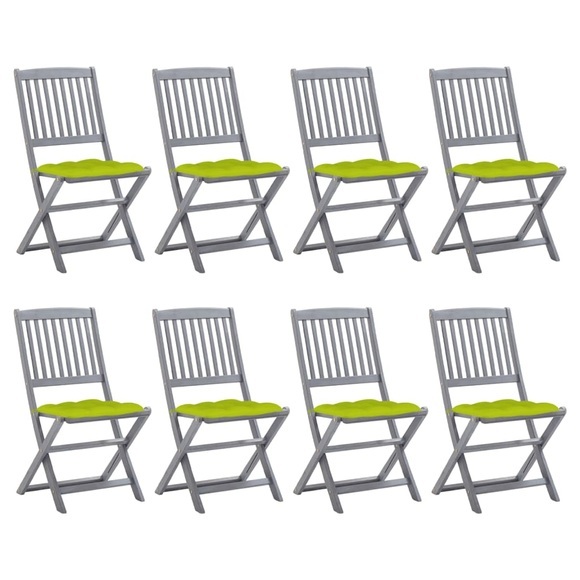 vidaXL Klappbare Gartenstühle 8 Stk. mit Kissen Massivholz Akazie