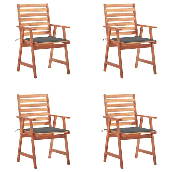 vidaXL Garten-Essstühle 4 Stk. mit Kissen Massivholz Akazie