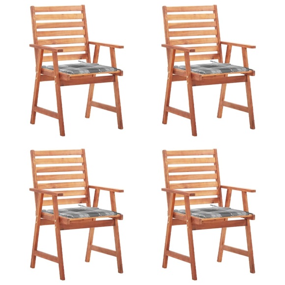 vidaXL Garten-Essstühle 4 Stk. mit Kissen Massivholz Akazie