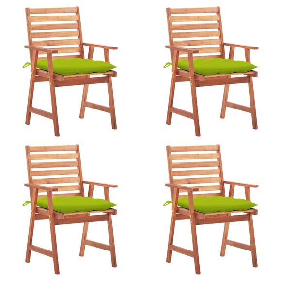vidaXL Garten-Essstühle 4 Stk. mit Kissen Massivholz Akazie