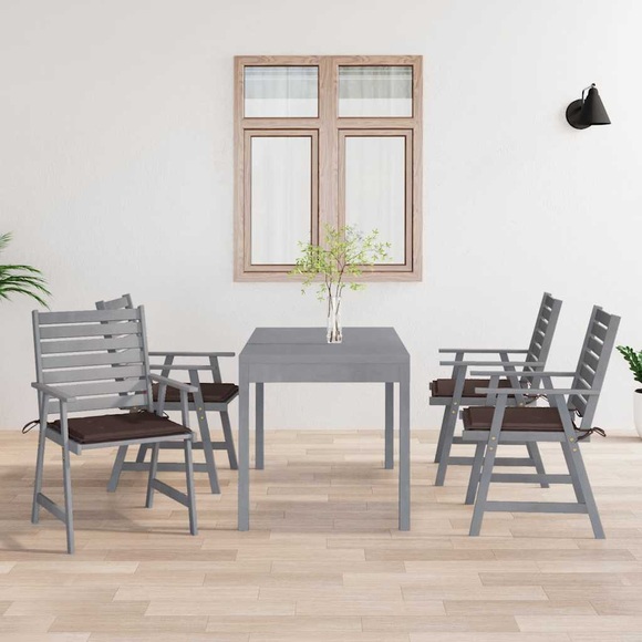 vidaXL Garten-Essstühle mit Kissen 4 Stk. Massivholz Akazie