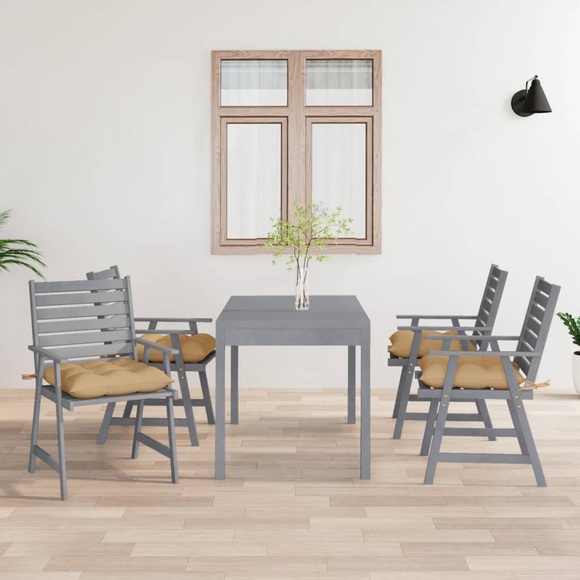 vidaXL Garten-Essstühle mit Kissen 4 Stk. Massivholz Akazie