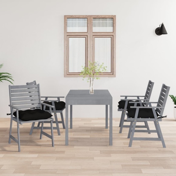 vidaXL Garten-Essstühle mit Kissen 4 Stk. Massivholz Akazie