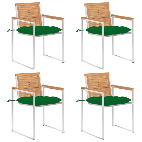 vidaXL Gartenstühle 4 Stk. mit Kissen Massivholz Teak