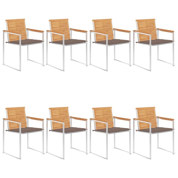 vidaXL Gartenstühle 8 Stk. mit Kissen Massivholz Teak