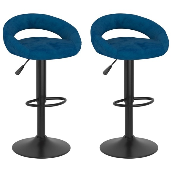 vidaXL Barhocker 2 Stk. Blau Samt