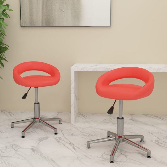 vidaXL Esszimmerstühle 2 Stk. Drehbar Rot Kunstleder