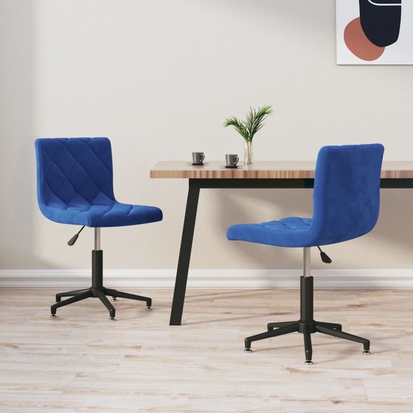 vidaXL Esszimmerstühle 2 Stk. Drehbar Blau Samt