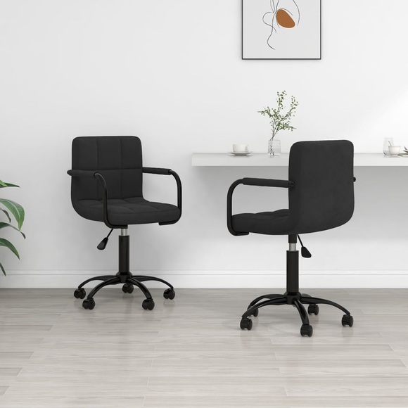 vidaXL Esszimmerstühle 2 Stk. Drehbar Schwarz Samt