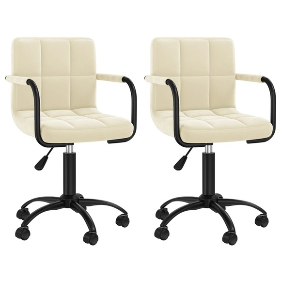 vidaXL Esszimmerstühle 2 Stk. Drehbar Creme Samt