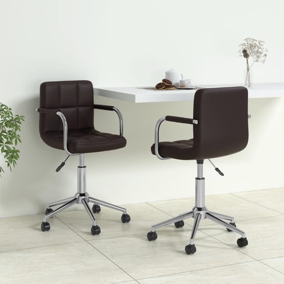 vidaXL Esszimmerstühle 2 Stk. Drehbar Braun Kunstleder