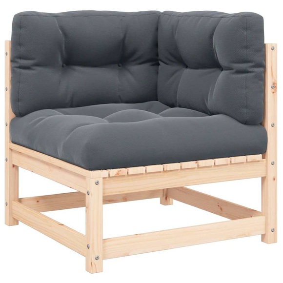 vidaXL Garten-Ecksofa mit Anthrazit Kissen Massivholz Kiefer