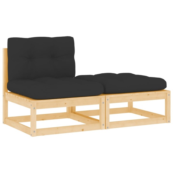 vidaXL 2-tlg. Garten-Lounge-Set mit Kissen Massivholz Kiefer