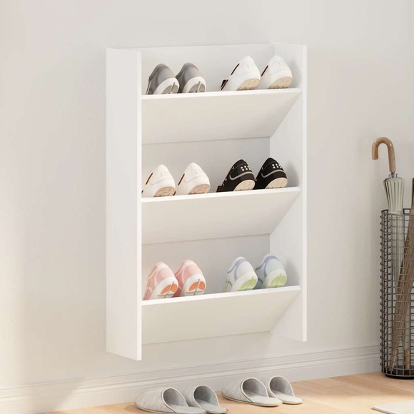 vidaXL Wand-Schuhschrank Weiß 60x18x90 cm Spanplatte