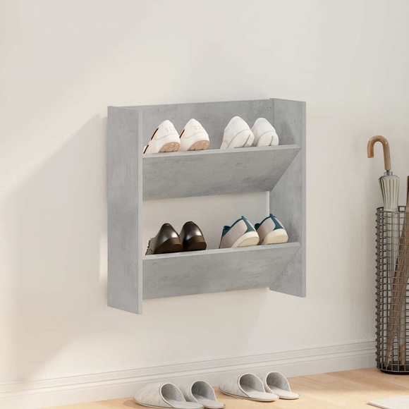 vidaXL Wand-Schuhschrank Betongrau 60x18x60 cm Holzwerkstoff