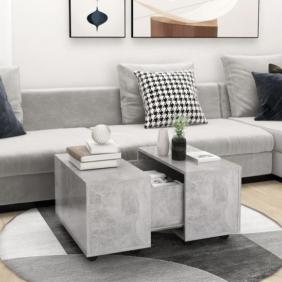 vidaXL Couchtisch Betongrau 60x60x38 cm Spanplatte