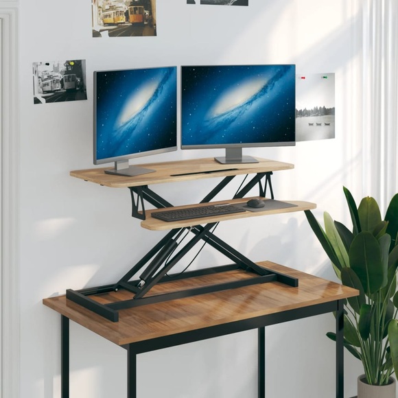 vidaXL Arbeitsstation Verstellbar 90x40x(13-50) cm Stahl Holzwerkstoff