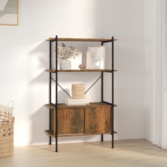 vidaXL Regal mit 4 Böden und Schrank 80x40x130 cm Stahl Holzwerkstoff