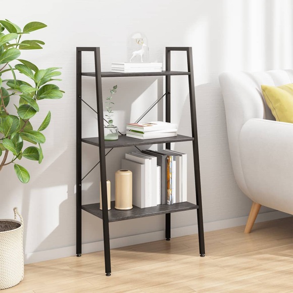 vidaXL Standregal mit 3 Böden Schwarz 56x35x108 cm