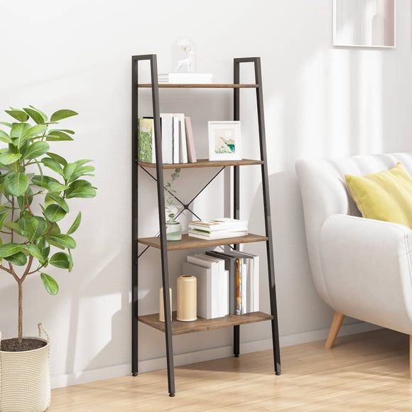 vidaXL Standregal 4 Böden Dunkelbraun und Schwarz 56x35x140 cm