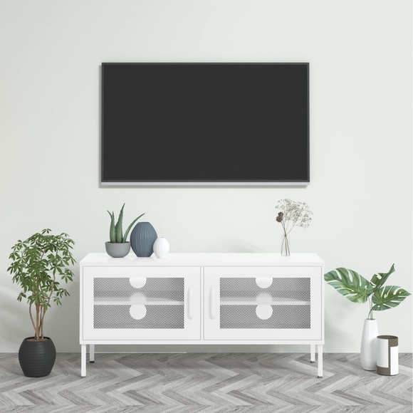 vidaXL TV-Schrank Weiß 105x35x50 cm Stahl