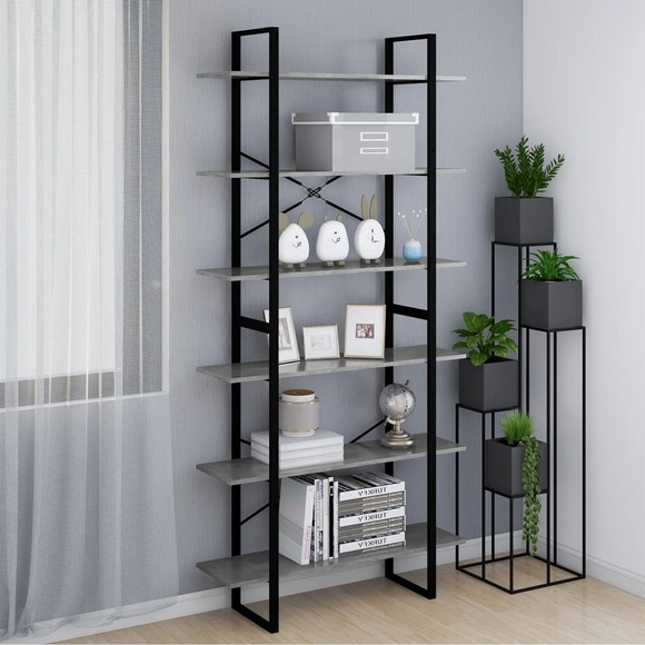 vidaXL Hochschrank Betongrau 100x30x210 cm Holzwerkstoff