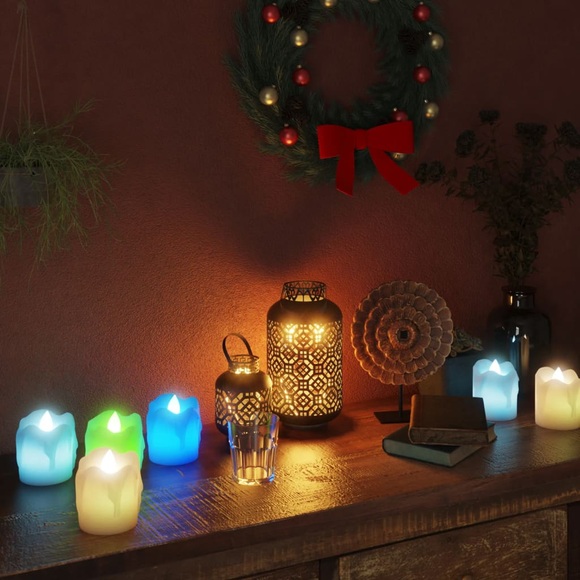 vidaXL Flammenlose Teelichter LED-Kerzen Elektrisch 24 Stk. Bunt