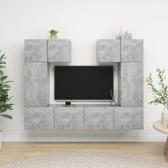 vidaXL 6-tlg. TV-Schrank-Set Betongrau Holzwerkstoff