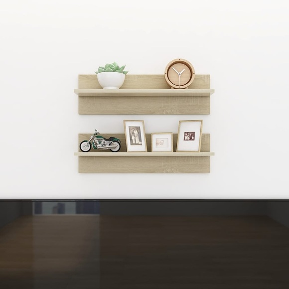vidaXL Wandregale 2 Stk. Sonoma-Eiche 60x11,5x18 cm Spanplatte