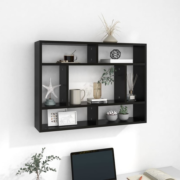 vidaXL Wandregal Schwarz 75x16x55 cm Spanplatte