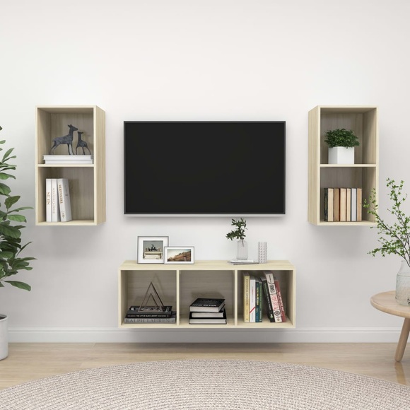vidaXL 3-tlg. TV-Schrank-Set Sonoma-Eiche Spanplatte