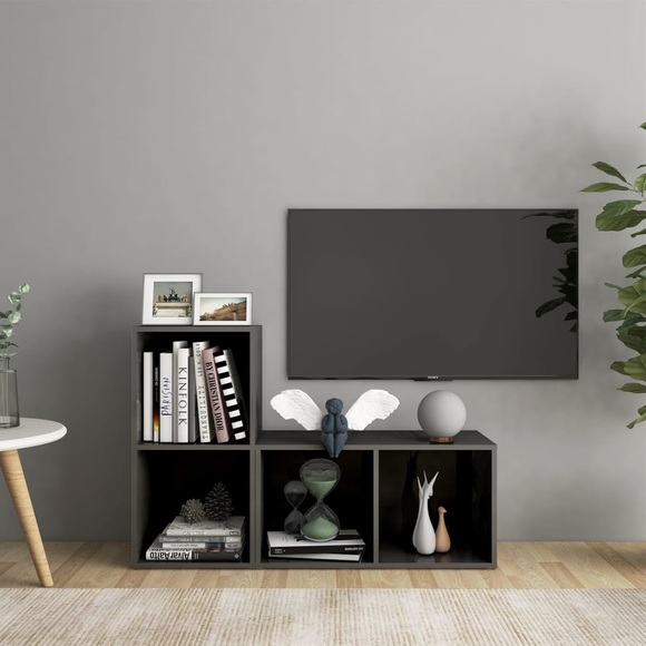 vidaXL TV-Schränke 2 Stk. Hochglanz-Grau 72x35x36,5 cm Spanplatte
