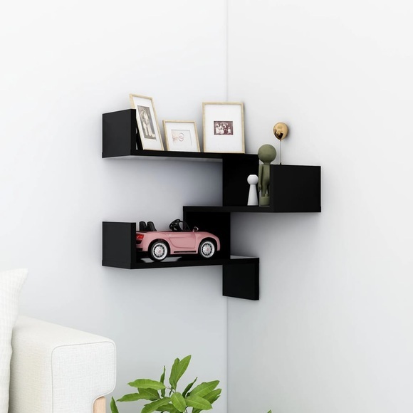 vidaXL Wand-Eckregal Schwarz 40x40x50 cm Spanplatte