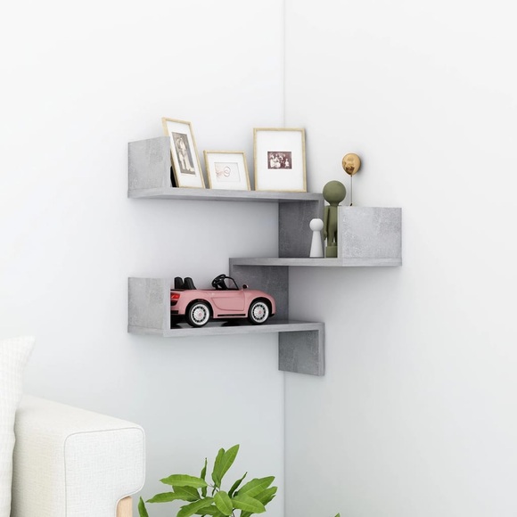 vidaXL Wand-Eckregal Betongrau 40x40x50 cm Spanplatte