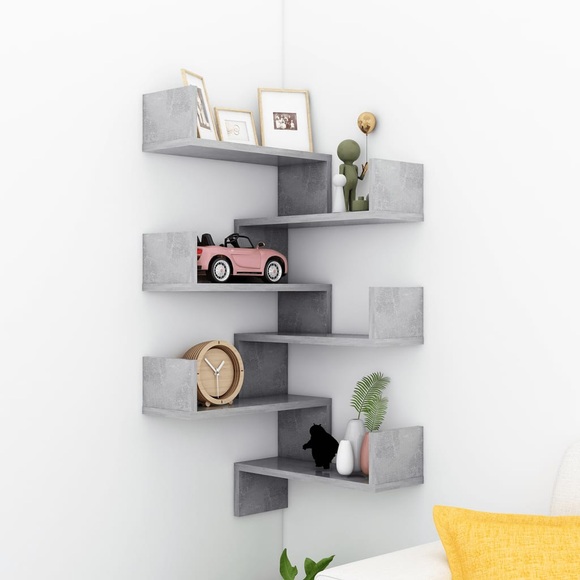 vidaXL Wand-Eckregale 2 Stk. Betongrau 40x40x50 cm Spanplatte