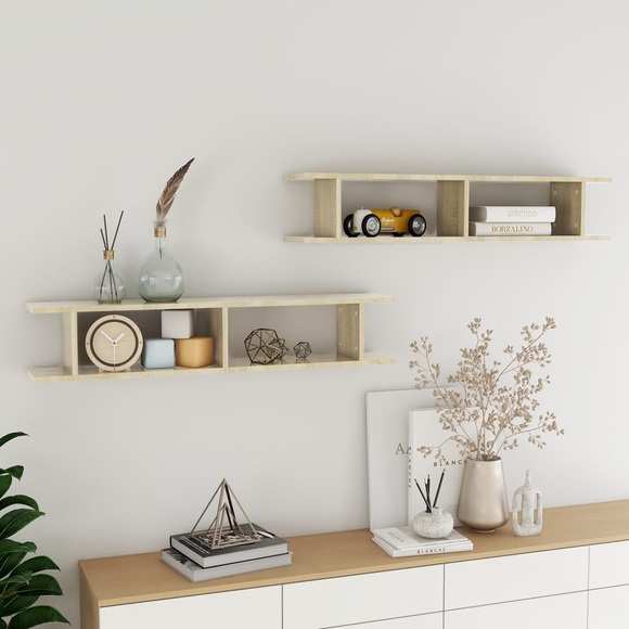 vidaXL Wandregale 2 Stk. Sonoma-Eiche 105x18x20 cm Spanplatte