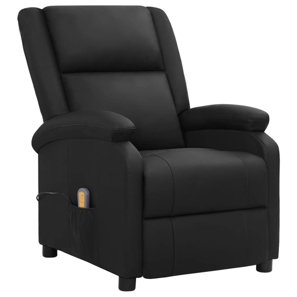 vidaXL Massagesessel Schwarz Echtleder