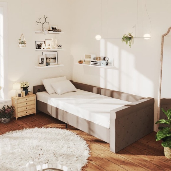 vidaXL Tagesbett USB Taupe Stoff 90x200 cm