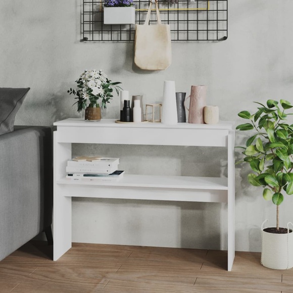 vidaXL Konsolentisch Weiß 102x30x80 cm Spanplatte