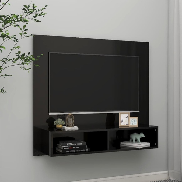 vidaXL TV-Wandschrank Hochglanz-Schwarz 102x23,5x90 cm Spanplatte