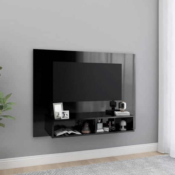 vidaXL TV-Wandschrank Hochglanz-Schwarz 120x23,5x90 cm Spanplatte