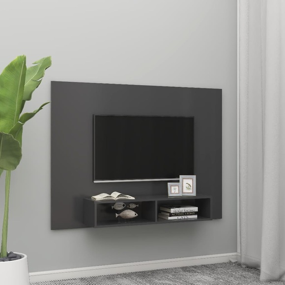 vidaXL TV-Wandschrank Grau 135x23,5x90 cm Spanplatte